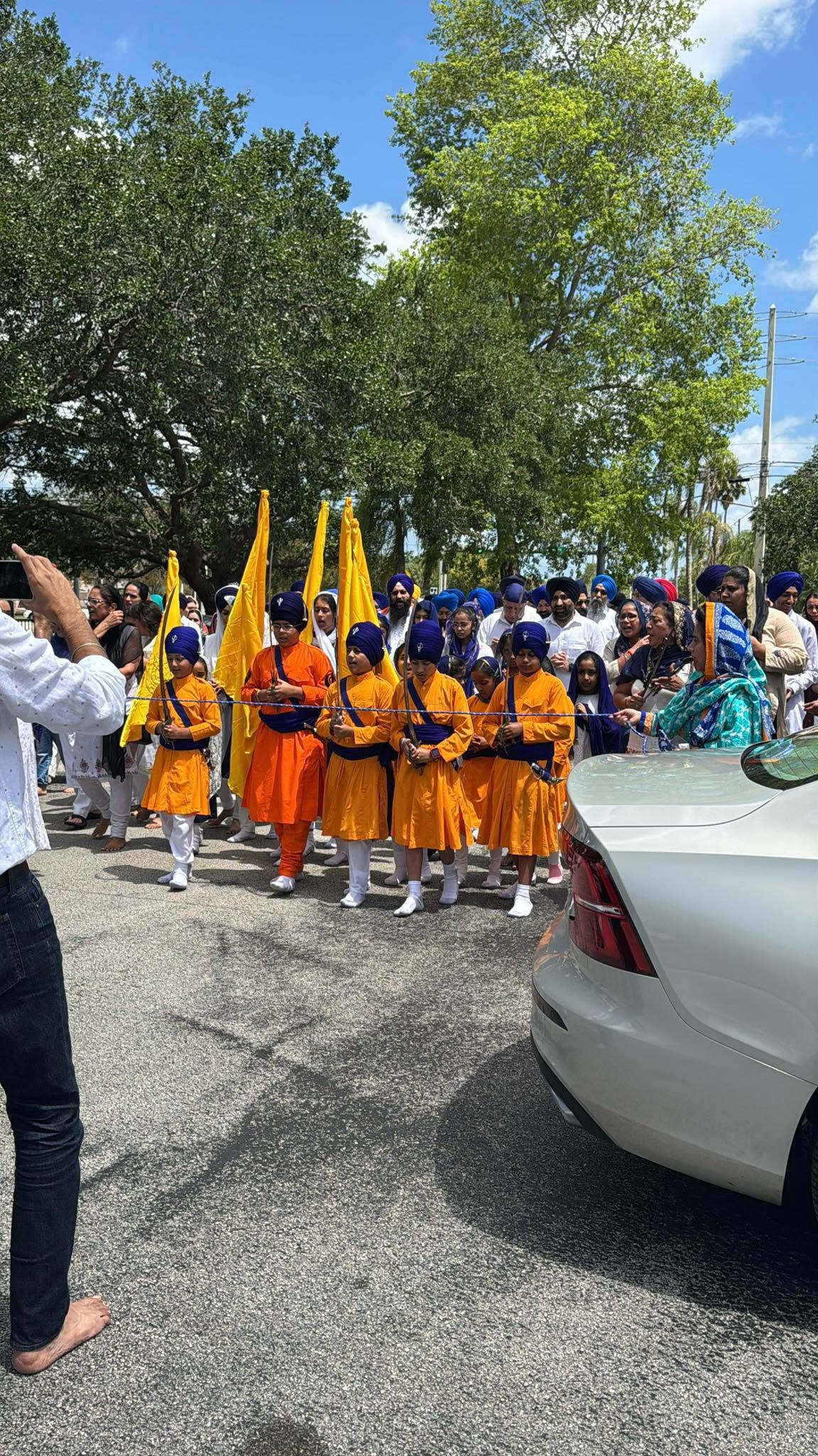 Nagar Kirtan procession along the street